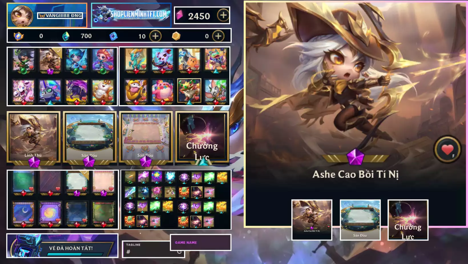 TFT LOL VIP1 3 TÍM - 1 PET TÍM - 2 SÂN TÍM 6 SÂN ĐỎ - 3 TÍ NỊ THƯỜNG - NHIỂU CHƯỞNG LỰC - NHIỀU LINH THÚ HIẾM DƯ 0 HC - 2400 MẢNH SAO - 700 PHA LÊ - Thông Tin Đầy Đủ - Hỗ Trợ - Bảo Hành 100%